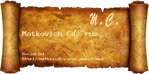 Matkovich Círus névjegykártya